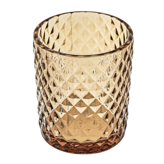 210ml - Mónaco Vaso de Vidrio diseño Diamante - Frasco para Velas - Ámbar Champagne Transparente - Candle Craft