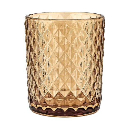 210ml - Mónaco Vaso de Vidrio diseño Diamante - Frasco para Velas - Ámbar Champagne Transparente - Candle Craft