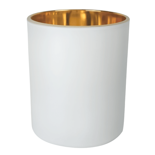 210ml - Mónaco Vaso de vidrio para velas - Blanco Mate / Dorado Metalico - Candle Craft