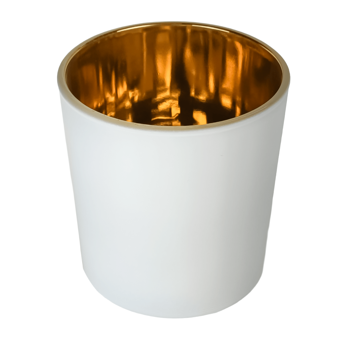 210ml - Mónaco Vaso de vidrio para velas - Blanco Mate / Dorado Metalico - Candle Craft