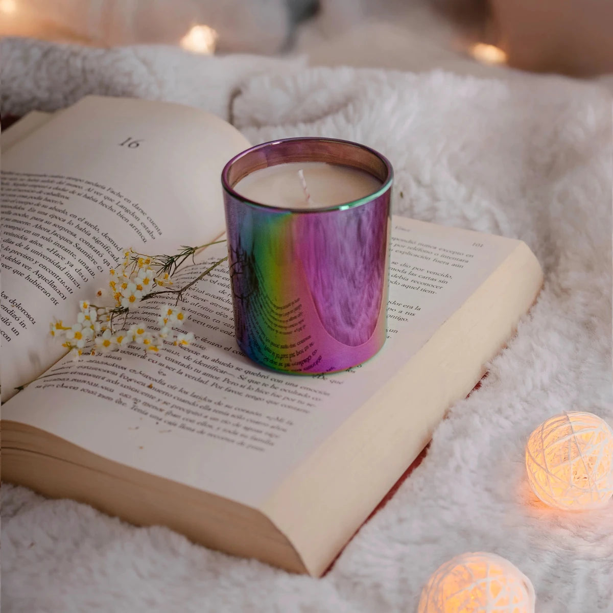 210ml - Mónaco Vaso de vidrio para velas - Camelio Arcoíris Metálico - Candle Craft