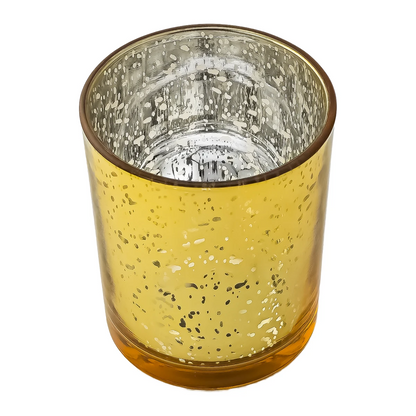 210ml - Mónaco Vaso de Vidrio para Velas - Dorado con Salpicaduras Metálico - Candle Craft