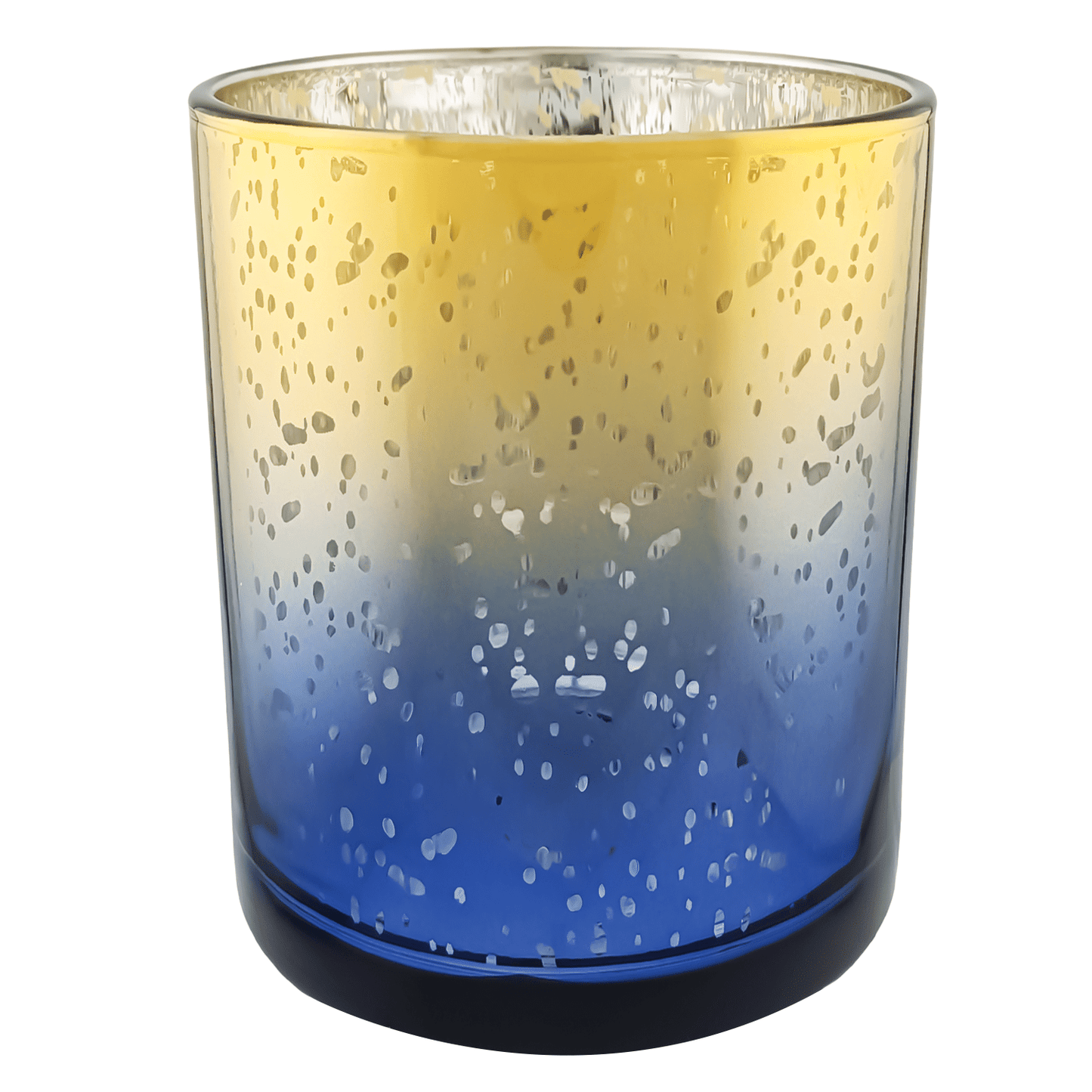 210ml - Mónaco Vaso de vidrio para velas - Dorado y Azul con Salpicaduras Metálico - Candle Craft
