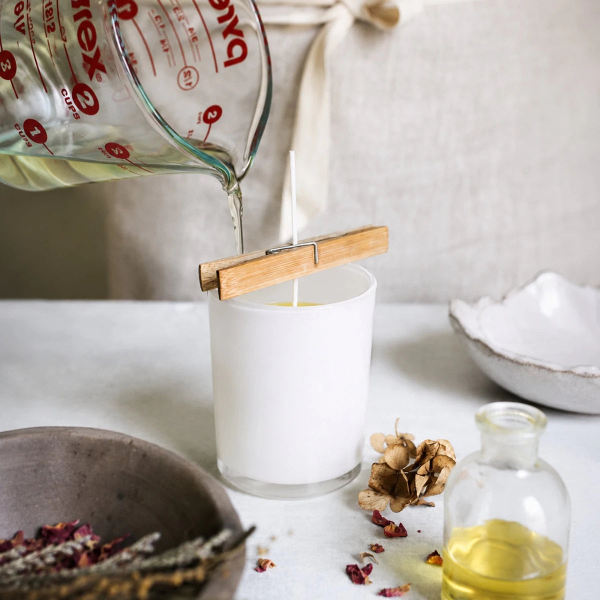 210ml - Mónaco Vaso de vidrio para velas - Frasco Blanco Brillante - Candle Craft