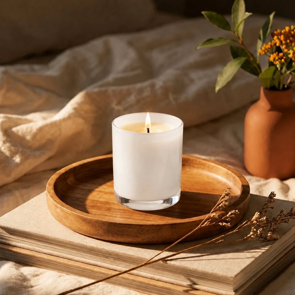 210ml - Mónaco Vaso de vidrio para velas - Frasco Blanco Brillante - Candle Craft