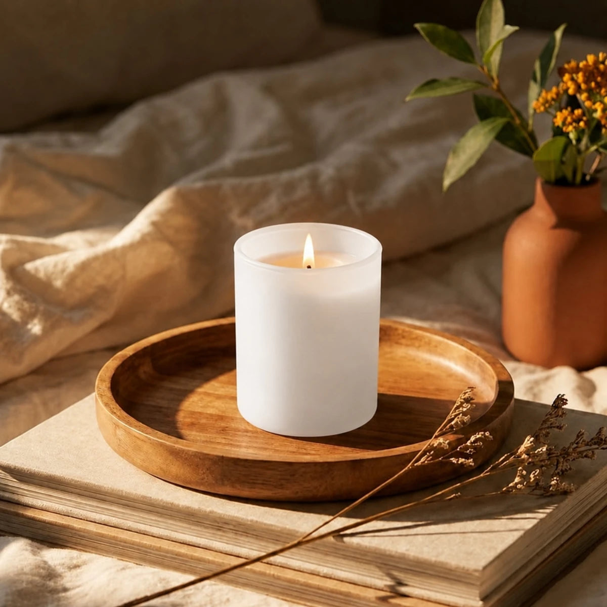 210ml - Mónaco Vaso de vidrio para velas - Frasco Blanco Mate - Candle Craft