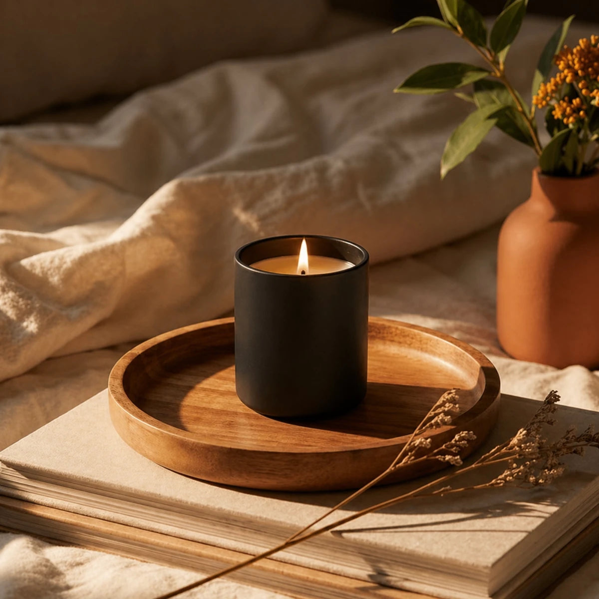 210ml - Mónaco Vaso de vidrio para velas - Frasco Negro Mate - Candle Craft
