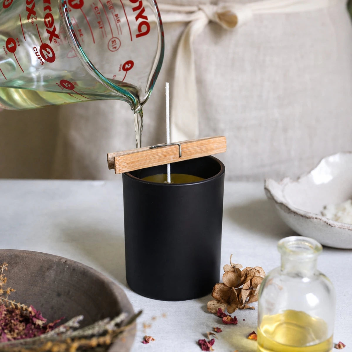 210ml - Mónaco Vaso de vidrio para velas - Frasco Negro Mate - Candle Craft