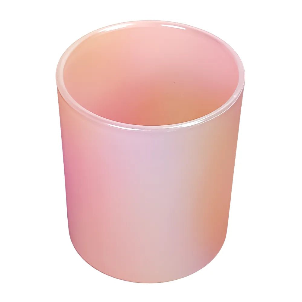 210ml - Mónaco Vaso de Vidrio para Velas - Frasco Rosa Pastel Arcoíris Tornasol - Candle Craft