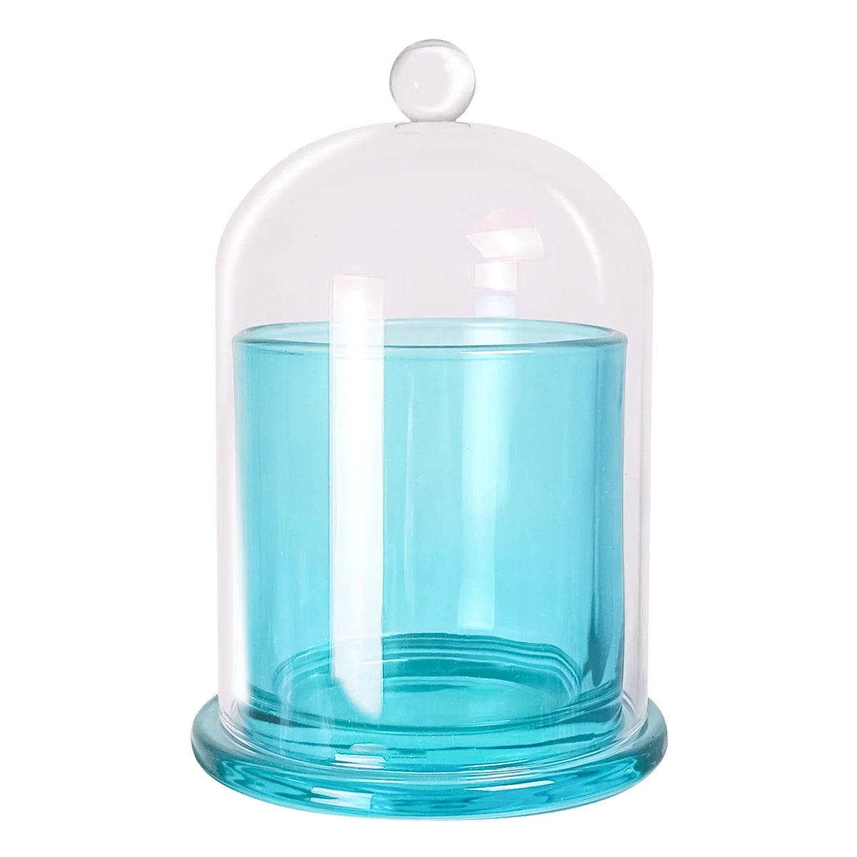 210ml Venecia - Vaso de Vidrio con Campana de vidrio - Frasco Azul Aqua Transparente - Candle Craft