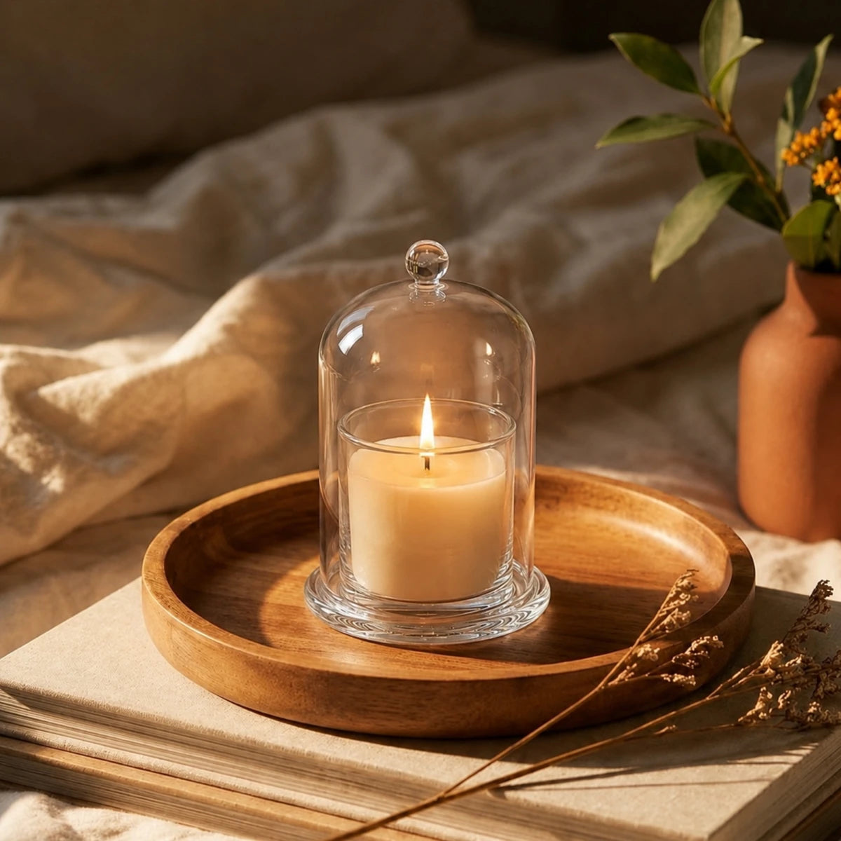 210ml Venecia - Vaso de Vidrio con Campana de vidrio - Frasco Cristal Transparente - Candle Craft