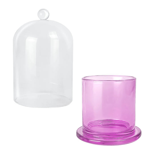 210ml Venecia - Vaso de Vidrio con Campana de vidrio - Frasco Morado Transparente - Candle Craft