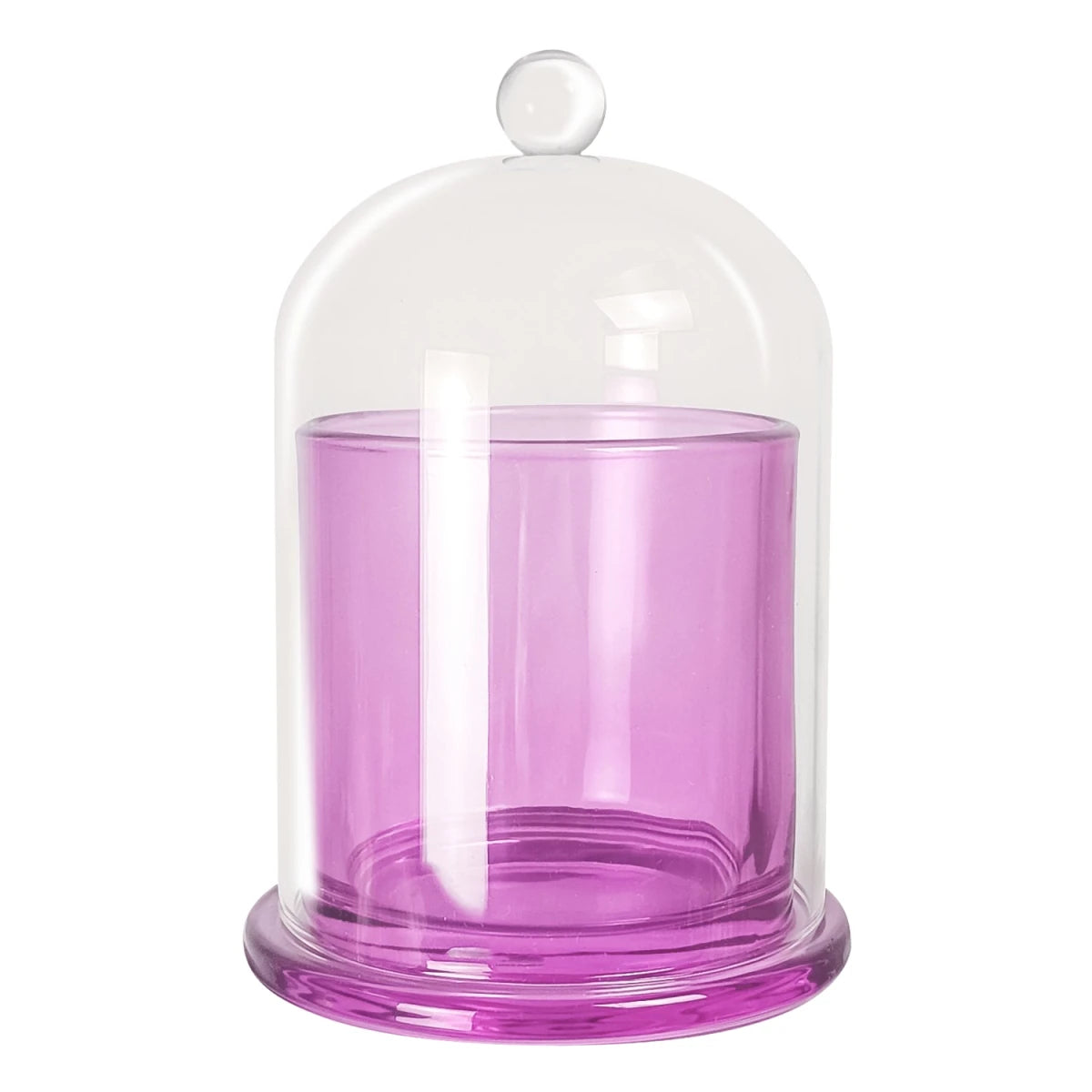 210ml Venecia - Vaso de Vidrio con Campana de vidrio - Frasco Morado Transparente - Candle Craft