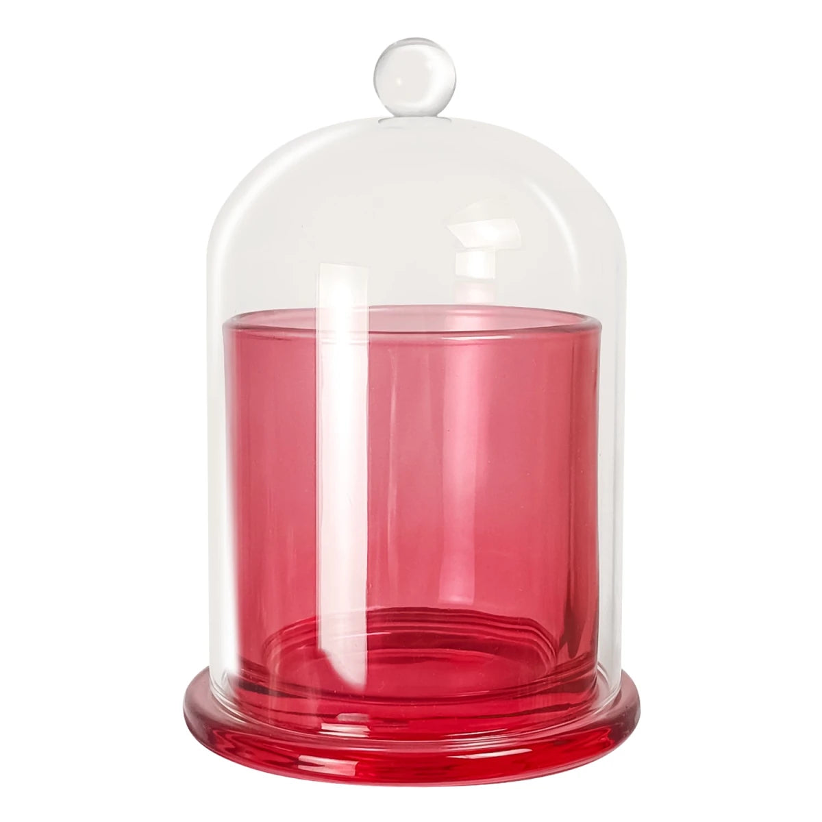 210ml Venecia - Vaso de Vidrio con Campana de vidrio - Frasco Rojo Transparente - Candle Craft
