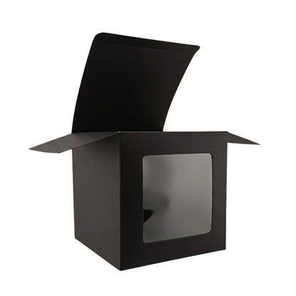 Caja Decorativa Cuadrada para Velas – Negra - Ventana Transparente | Grande 10x10 cm