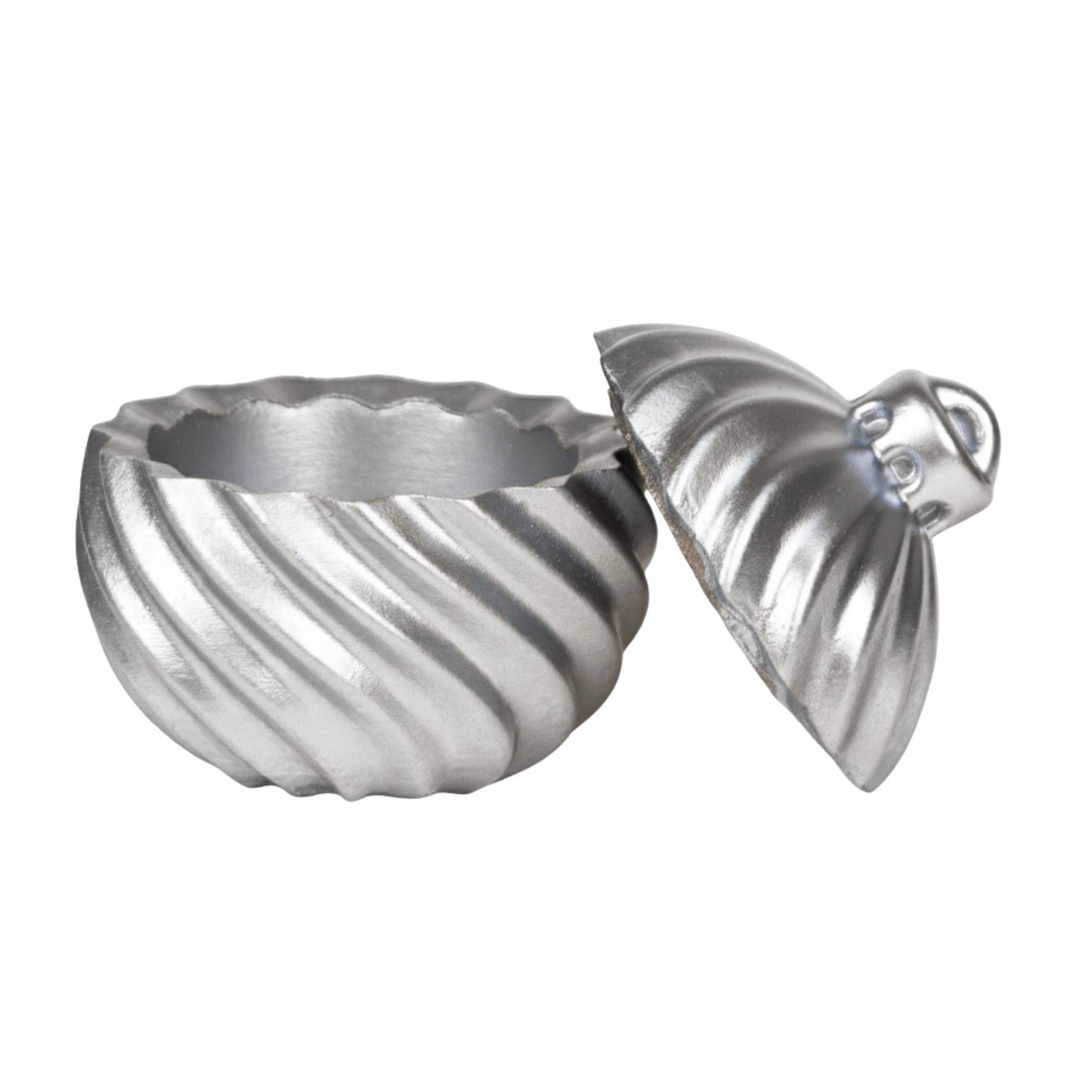 Esfera de Navidad en Espiral de Concreto - Vasos para Velas Navideñas 70ml - Plateada (Edición Especial de Navidad)