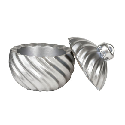 Esfera de Navidad en Espiral de Concreto - Vasos para Velas Navideñas 70ml - Plateada (Edición Especial de Navidad)