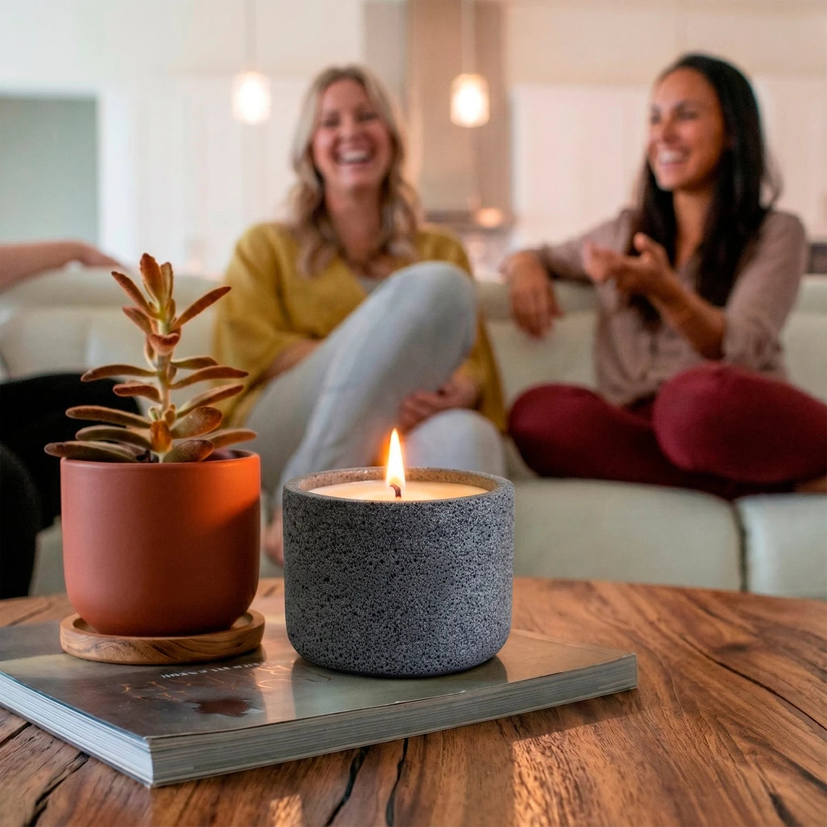 230ml - Carrara Vaso de Concreto para velas con Tapa de Madera - Frasco Gris Oxford - Candle Craft