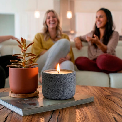 230ml - Carrara Vaso de Concreto para velas con Tapa de Madera - Frasco Gris Oxford - Candle Craft