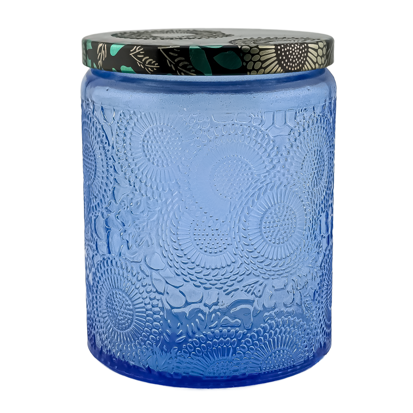 250ml - Londres Vaso de vidrio para velas - Azul Relieve