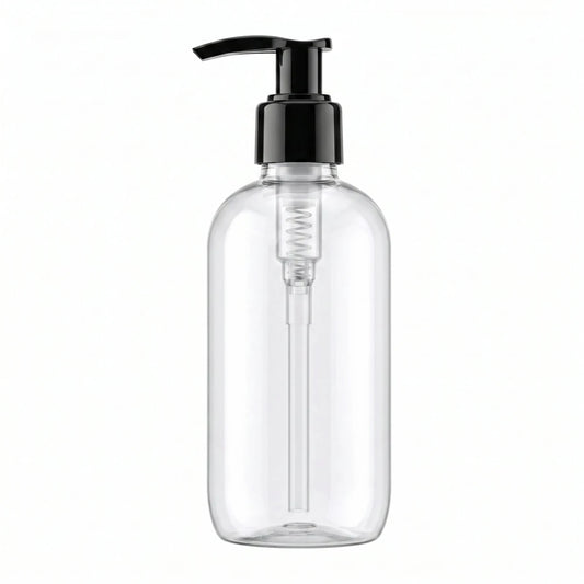 250ml Botella para Jabón Líquido - Recipiente con Dispensador / Dosificador para Baños Duchas - Transparente / Negro - Candle Craft