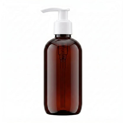250ml Botella para Jabón Líquido / Shampoo - Recipiente con Dispensador para Baños y Tocadores - Ámbar / Blanco - Candle Craft