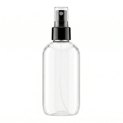 250ml Botella para Room Spray Con Atomizador Fino- Recipiente para Spray Aromatizante para Casa – Disparo Claro - Transparente / Negro - Candle Craft