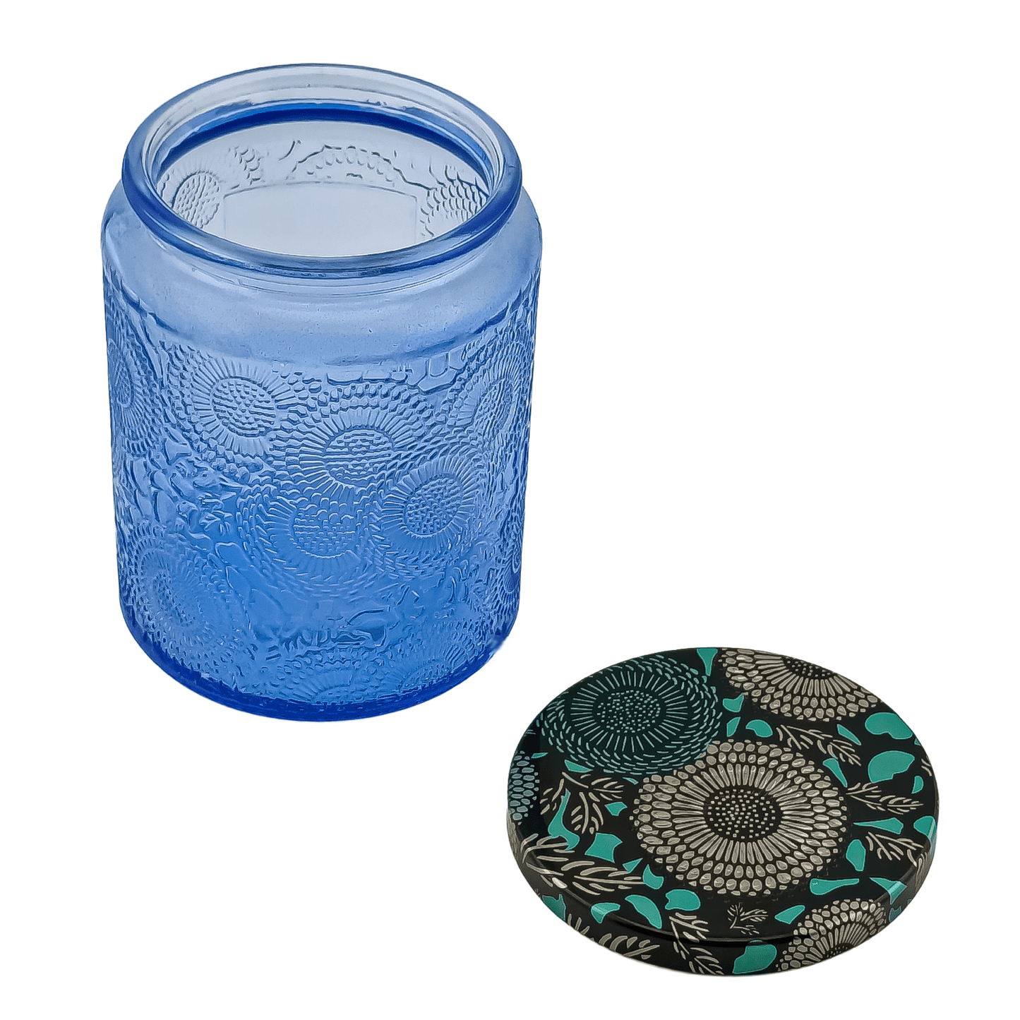 250ml - Londres Vaso de vidrio para velas - Azul Relieve - Candle Craft