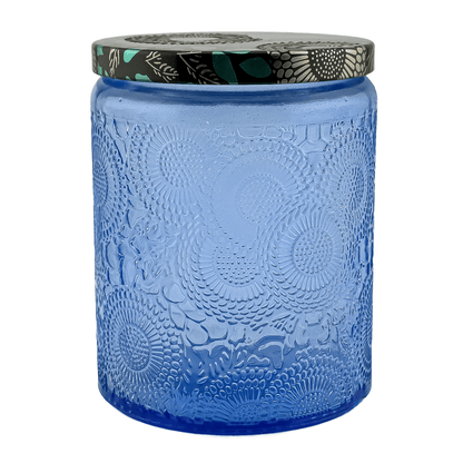 250ml - Londres Vaso de vidrio para velas - Azul Relieve - Candle Craft