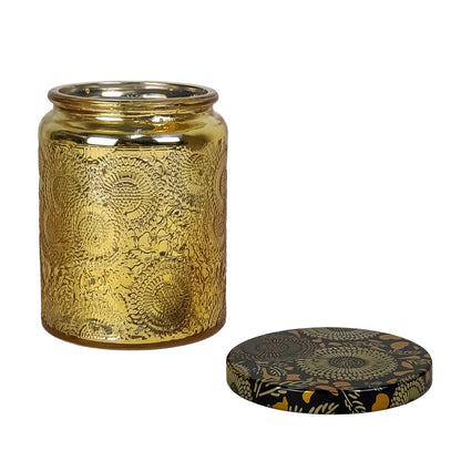 250ml - Londres Vaso de vidrio para velas - Frasco Dorado con Relieve - Candle Craft