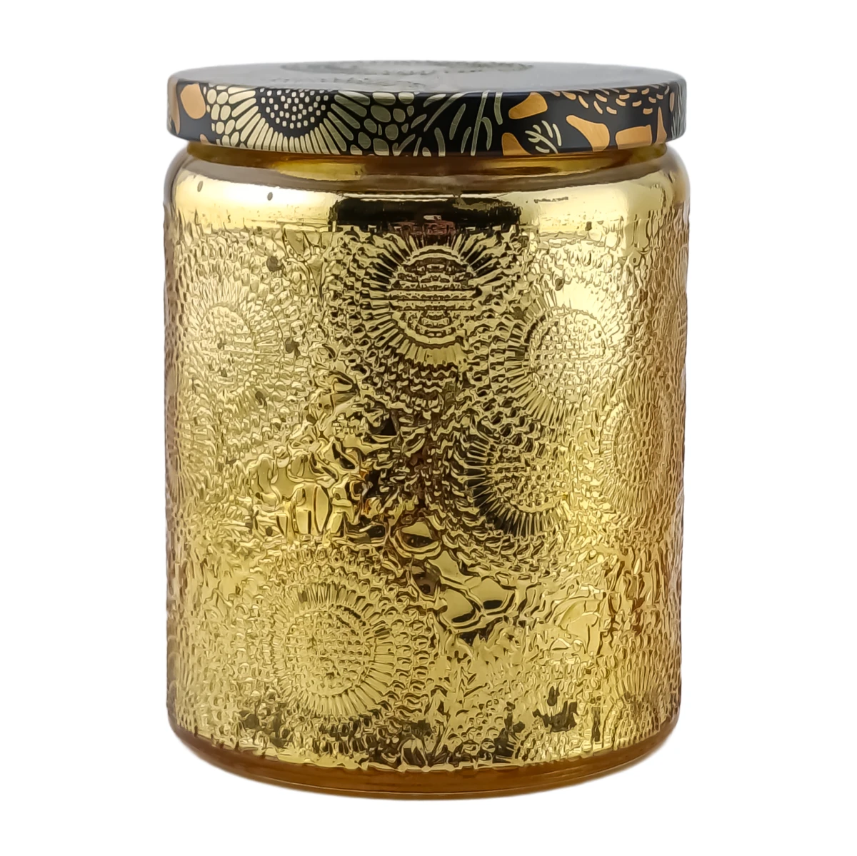250ml - Londres Vaso de vidrio para velas - Frasco Dorado con Relieve - Candle Craft