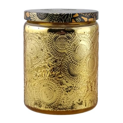 250ml - Londres Vaso de vidrio para velas - Frasco Dorado con Relieve - Candle Craft