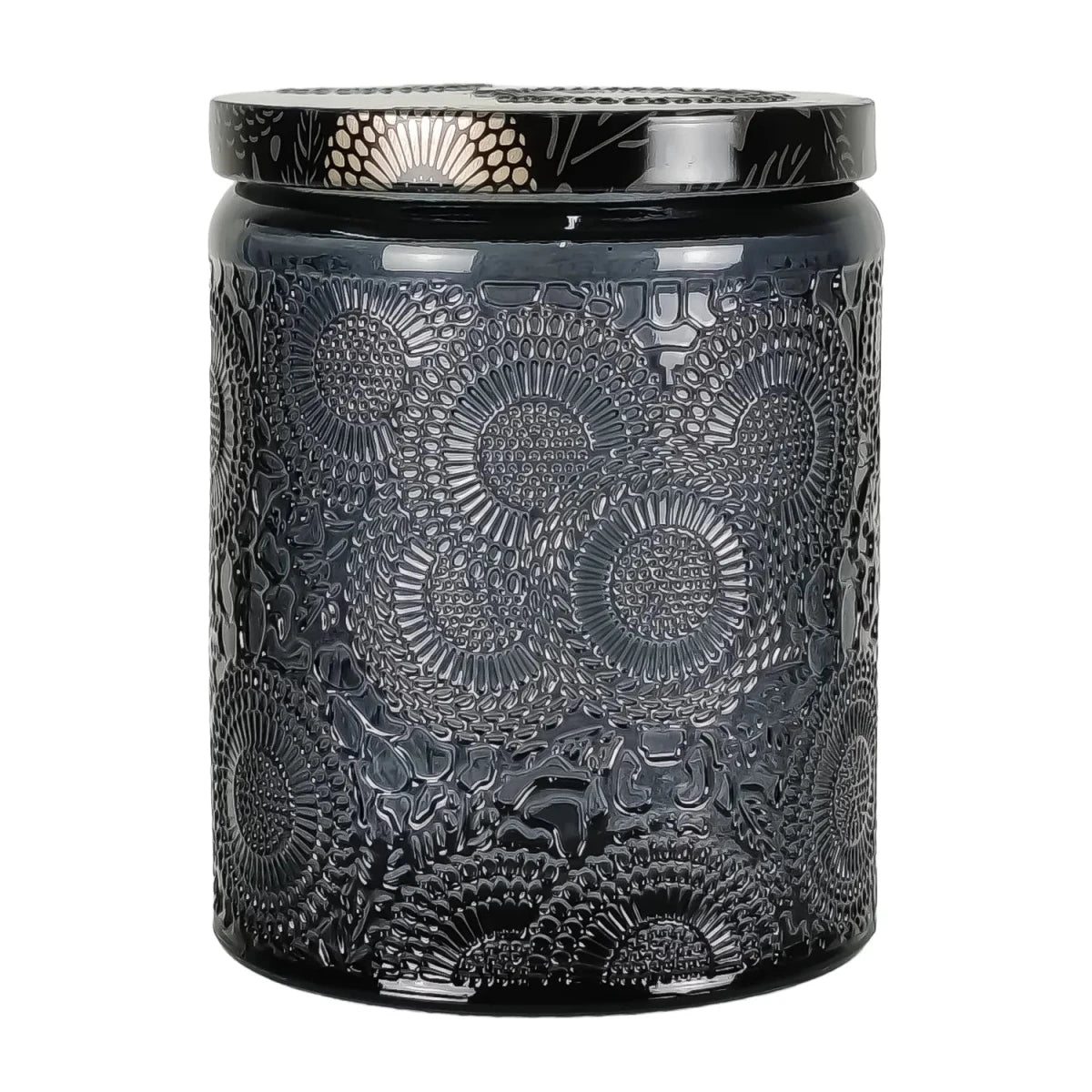 250ml - Londres Vaso de vidrio para velas - Frasco Gris Oscuro con Relieve - Candle Craft
