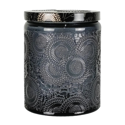250ml - Londres Vaso de vidrio para velas - Frasco Gris Oscuro con Relieve - Candle Craft