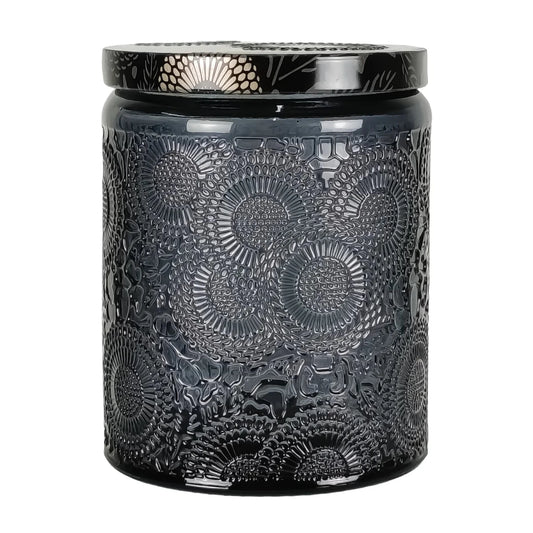 250ml - Londres Vaso de vidrio para velas - Frasco Gris Oscuro con Relieve - Candle Craft