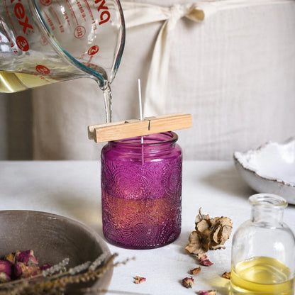 250ml - Londres Vaso de vidrio para velas - Frasco Morado Relieve - Candle Craft
