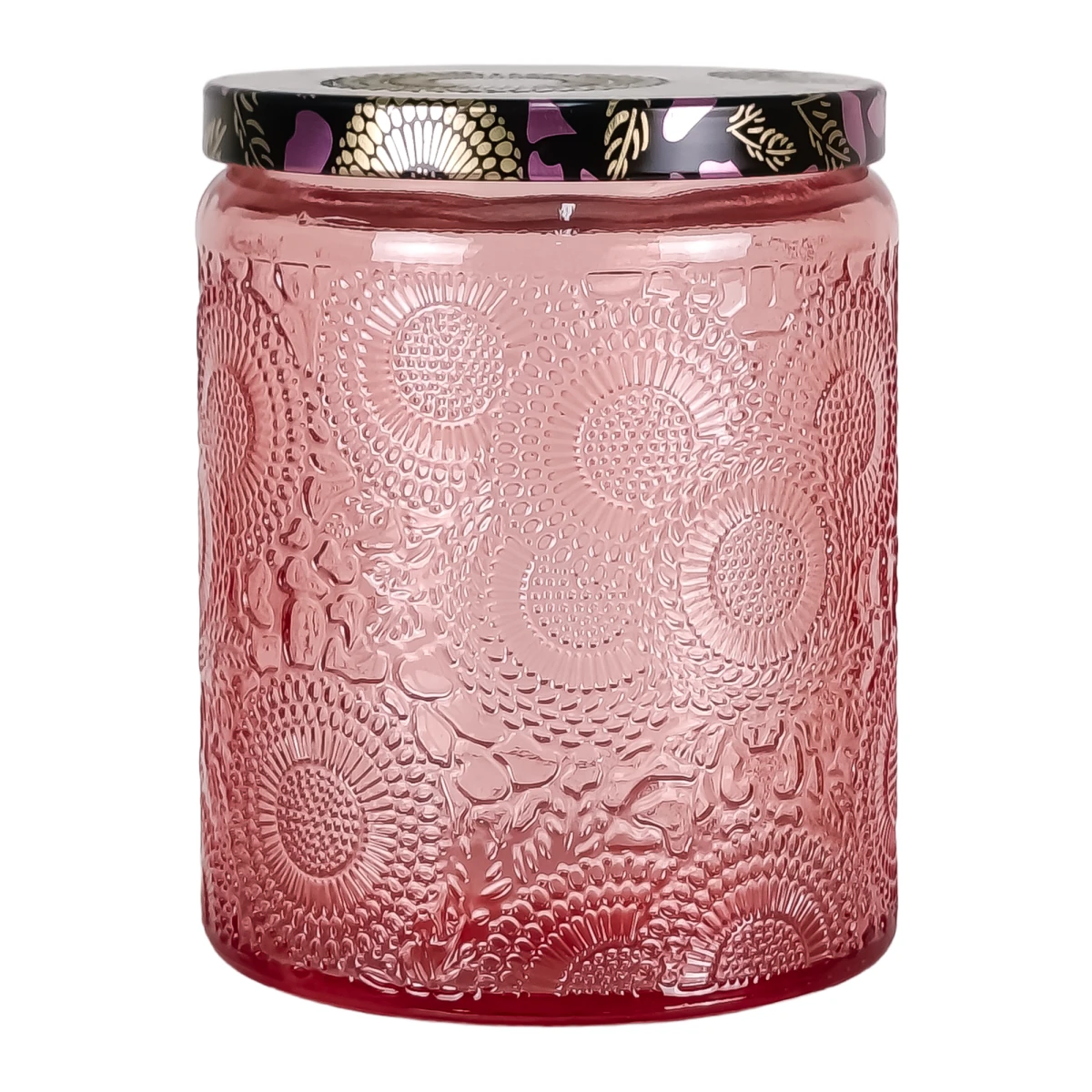 250ml - Londres Vaso de vidrio para velas - Frasco Rosa con Relieve - Candle Craft