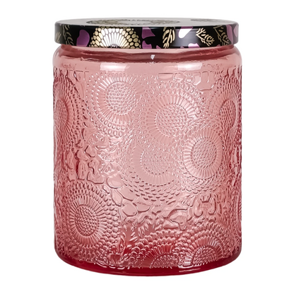 250ml - Londres Vaso de vidrio para velas - Frasco Rosa con Relieve - Candle Craft