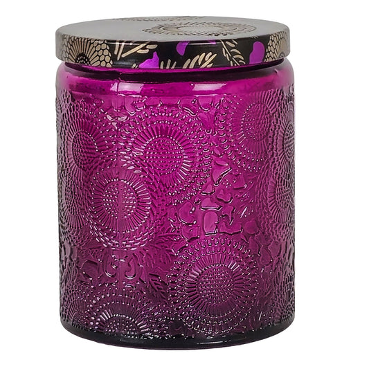 250ml - Londres Vaso de vidrio para velas - Morado Relieve - Candle Craft