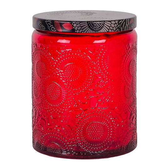 250ml - Londres Vaso de vidrio para velas - Rojo Tinto Relieve - Candle Craft