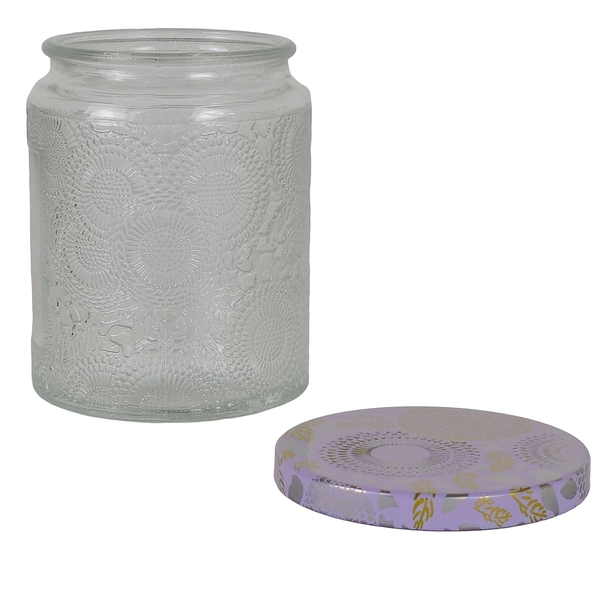 250ml - Londres Vaso de vidrio para velas - Transparente Relieve - Candle Craft