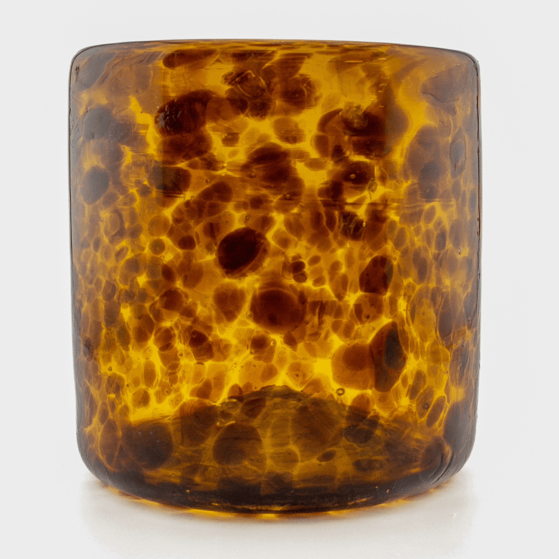 260ml - Florencia Vaso de vidrio soplado artesanal - Ámbar con puntos Café - Hecho a mano - Candle Craft