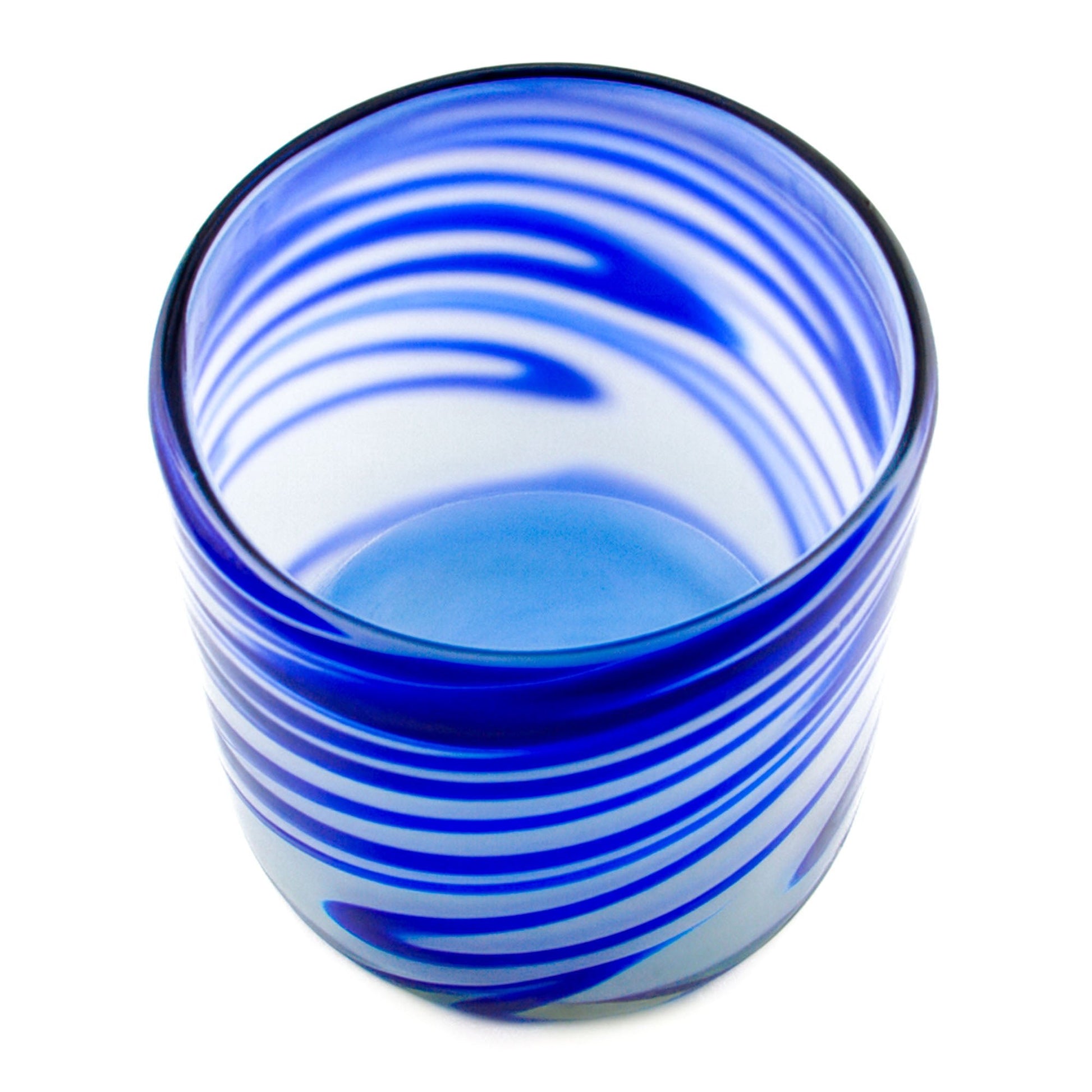 260ml - Florencia Vaso de vidrio soplado artesanal - Azul / Blanco - Hecho a mano - Candle Craft