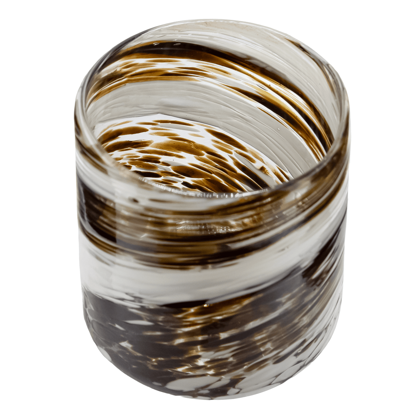 260ml - Florencia Vaso de vidrio soplado artesanal - Blanco Tornasol / Dorado - Hecho a mano - Candle Craft