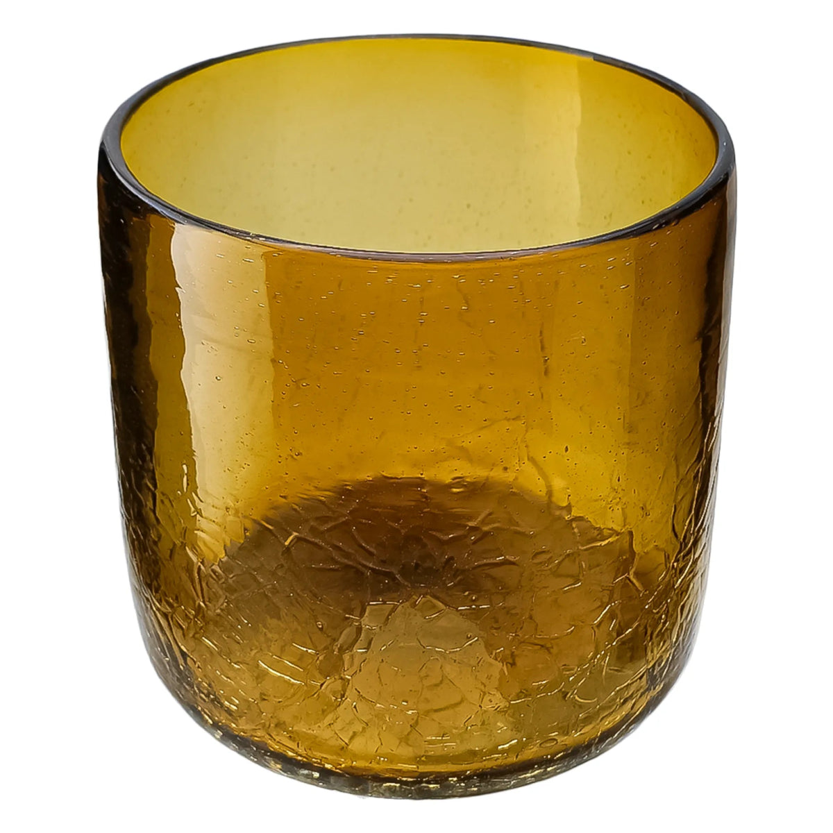 260ml - Florencia Vaso de vidrio soplado artesanal - Frasco Ámbar Transparente Craquelado - Hecho a mano - Candle Craft