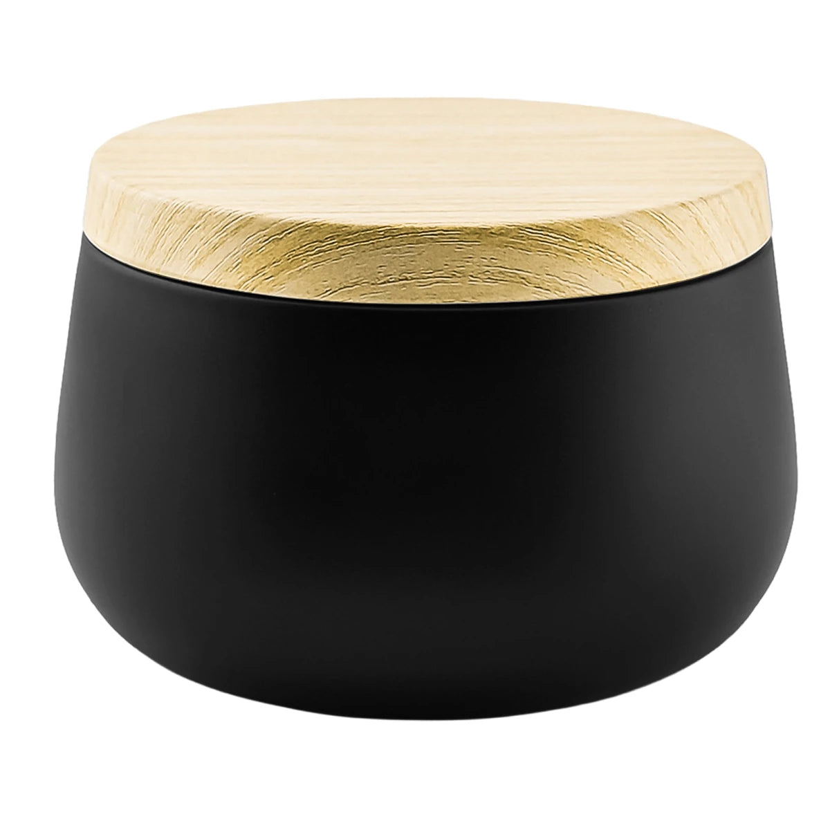 260ml - Tokio Lata de Aluminio Redonda para velas - Negro Mate - Adentro: Dorado - Tapa Color Madera - Candle Craft