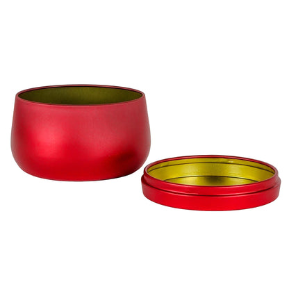 260ml - Tokio Lata de Aluminio Redonda para velas - Rojo Tinto - Adentro: Dorado - Candle Craft