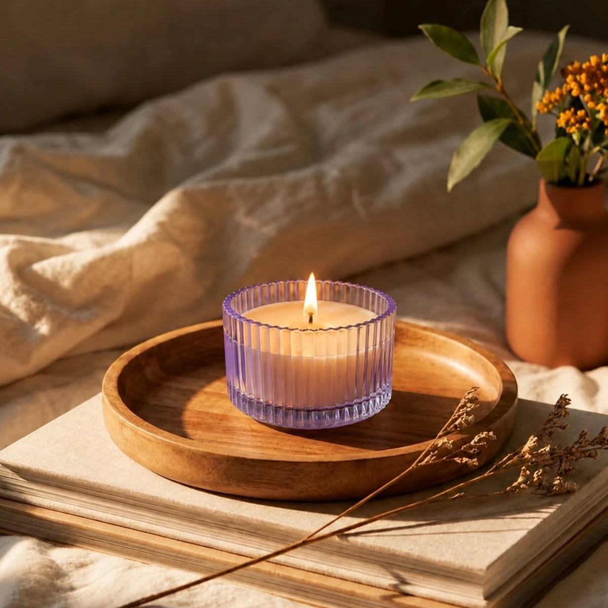 260ml - Versalles Vaso de Lujo de Vidrio para Velas - Frasco Morado Claro Transparente Brillante - Candle Craft