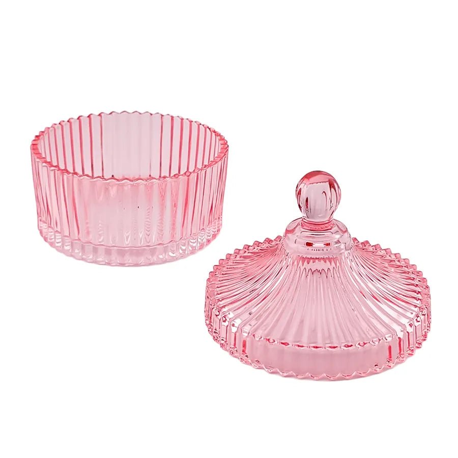 260ml - Versalles Vaso de Lujo de Vidrio para Velas - Frasco Rosa Transparente - Candle Craft