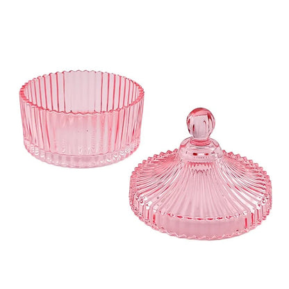 260ml - Versalles Vaso de Lujo de Vidrio para Velas - Frasco Rosa Transparente - Candle Craft